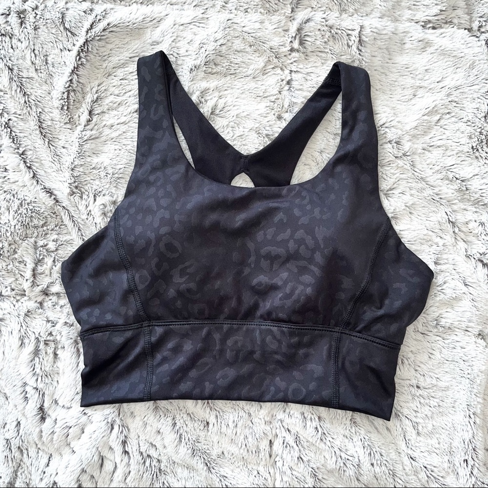 Black Leopard Print Sports Bra/Cropped Tank (Size Small)